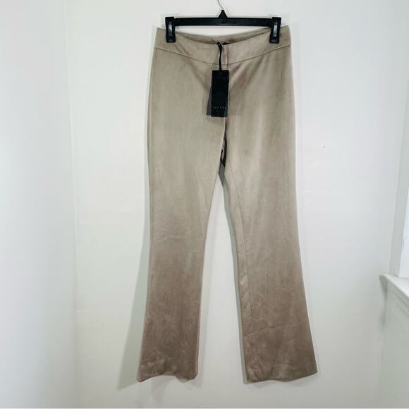 NWT Iris Setlawke Taupe Stone Faux Suede Super Soft Boot Cut Pants 2